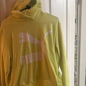 Puma Lime Green Hooded Logo Sweatshirt